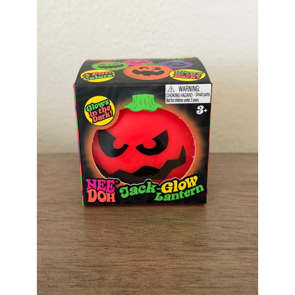 Schylling NeeDoh Jack-Glow Lantern Orange Halloween Glow in the Dark Squish Toy